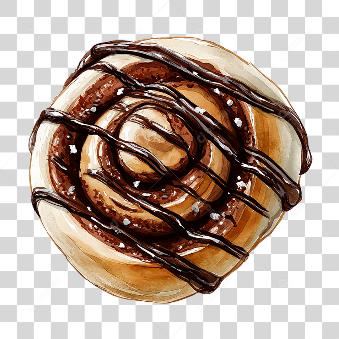 Rosca com Calda de Chocolate PNG Transparente