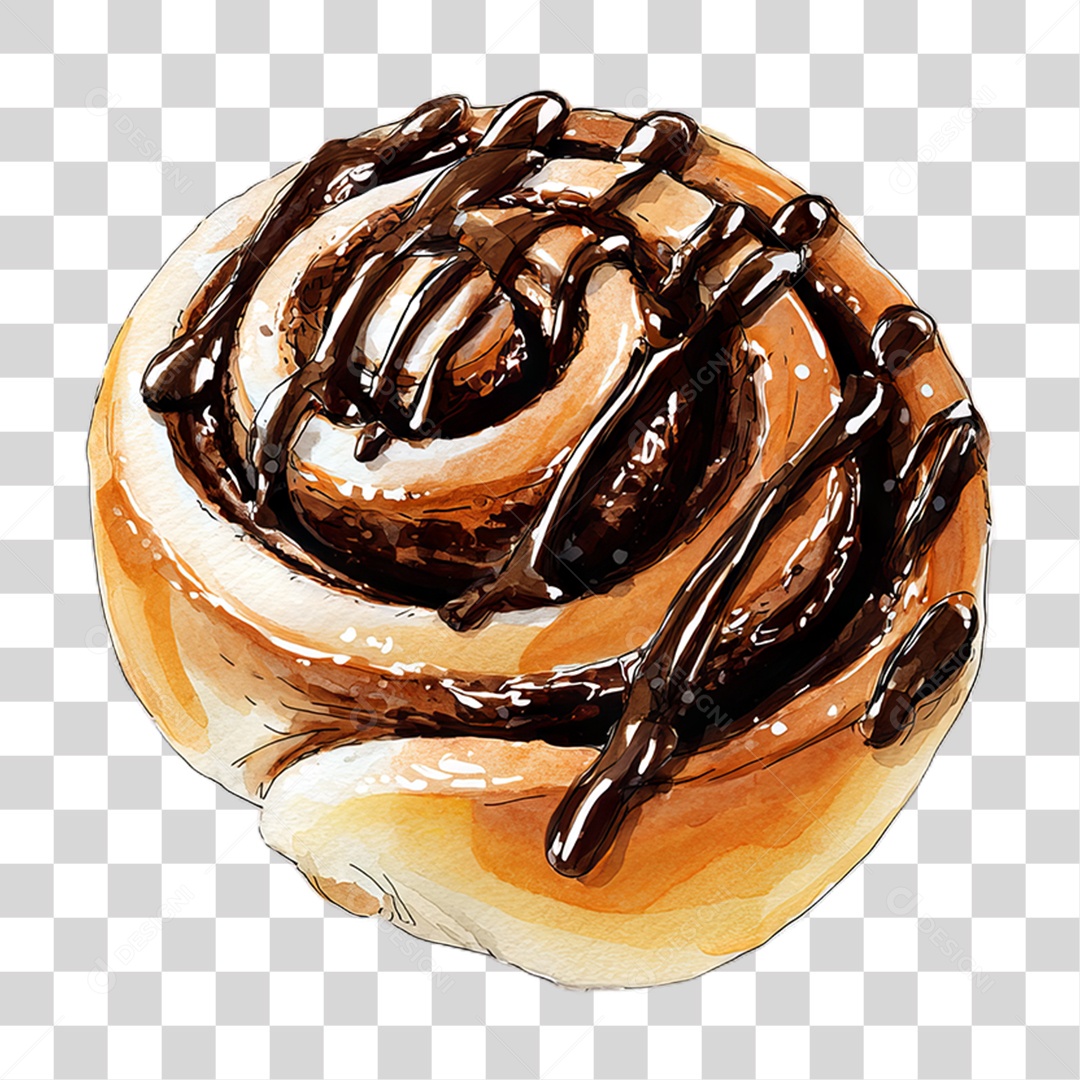 Rosca com Calda de Chocolate PNG Transparente