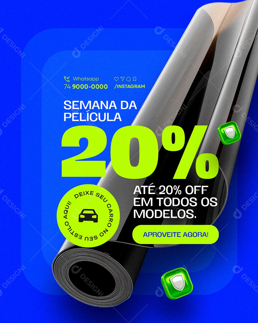 Insufilm Automotivo Películas Semana da Película 20% Off em Todos os Modelos Social Media PSD Editável