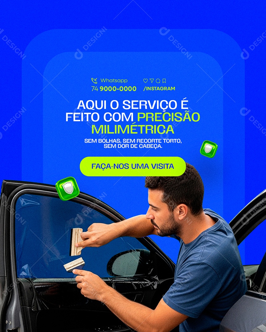 Insufilm Automotivo Películas Aqui o Serviço é Feito com Precisão Social Media PSD Editável