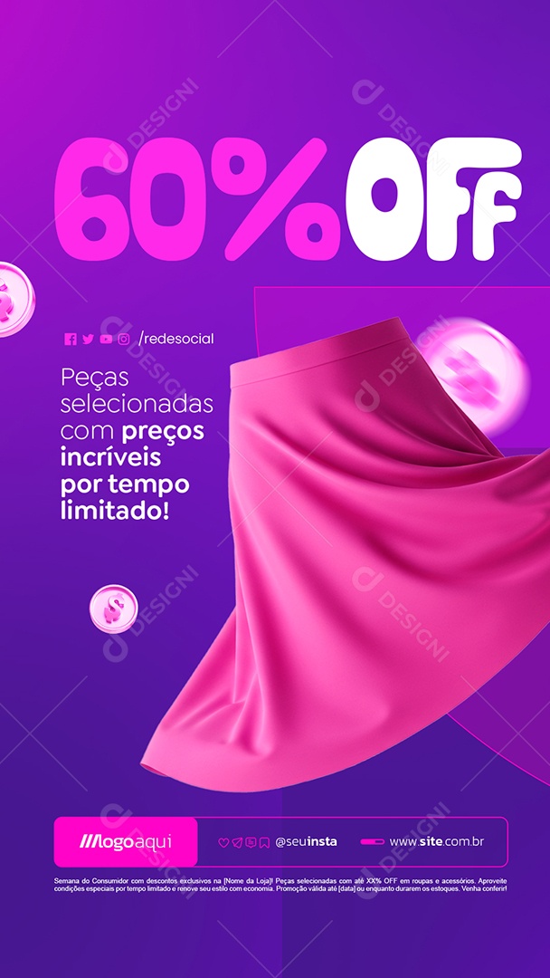 Story Loja de Moda Cristã 60% Off Social Media PSD Editável