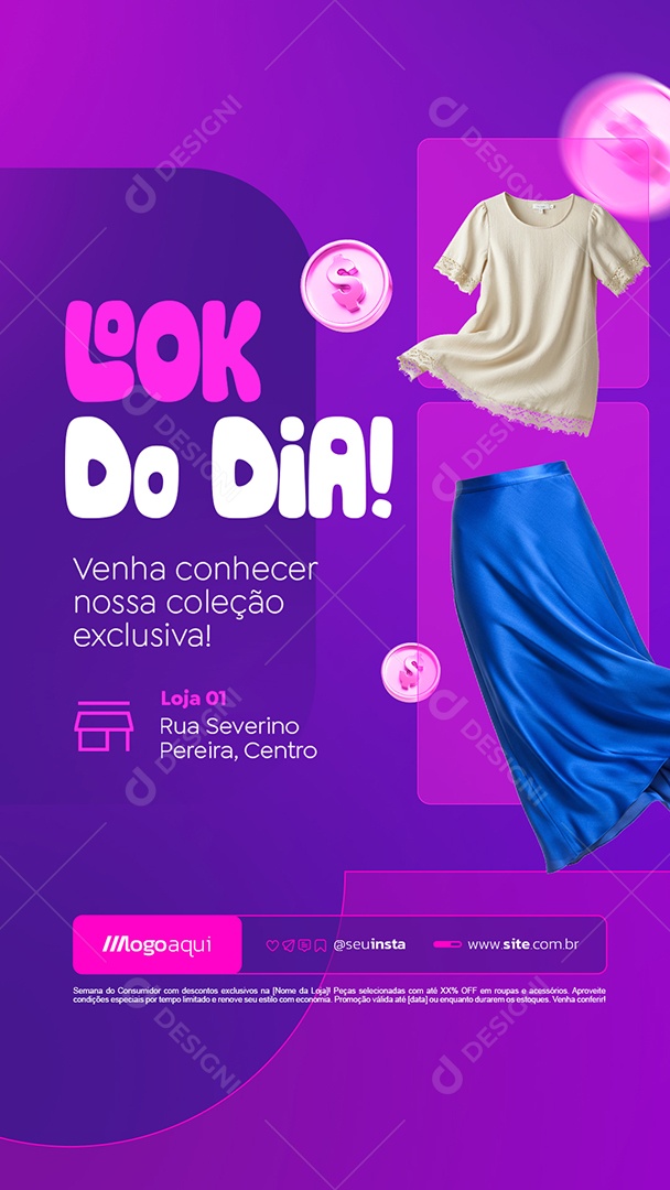 Story Loja de Moda Cristã Look do Dia Social Media PSD Editável