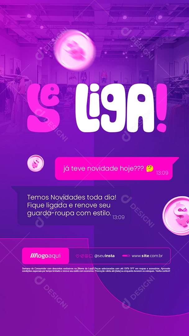 Story Loja de Moda Cristã Se Liga Social Media PSD Editável