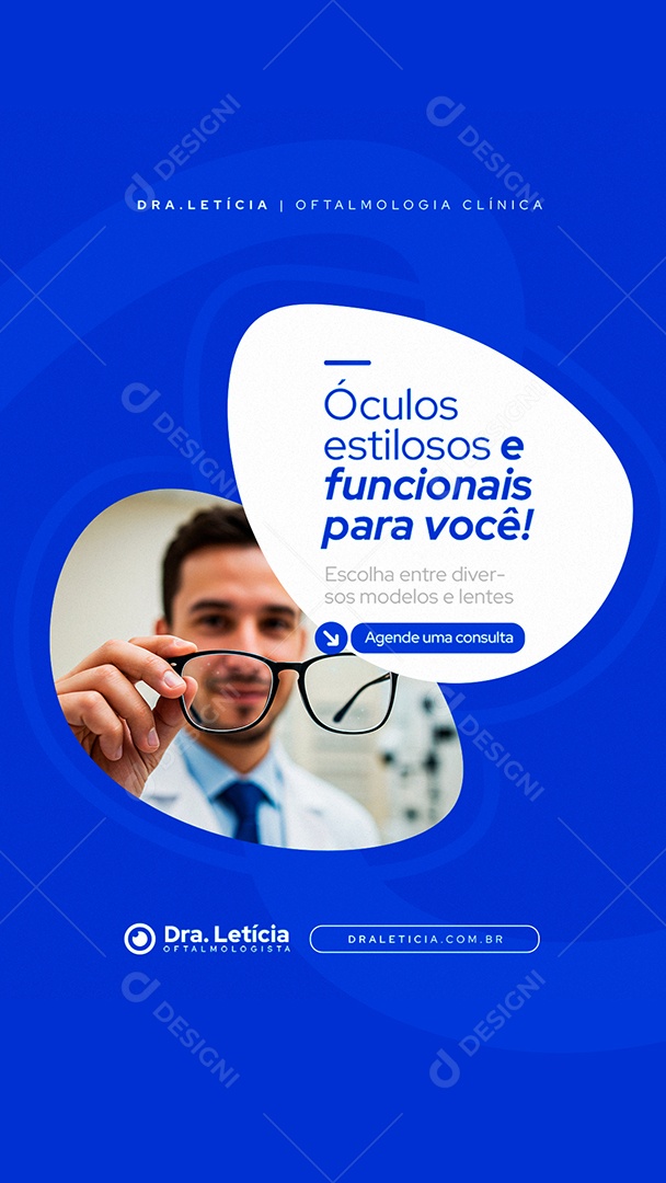Story Clínica Oftalmologia Óculos Estilosos Social Media PSD Editável