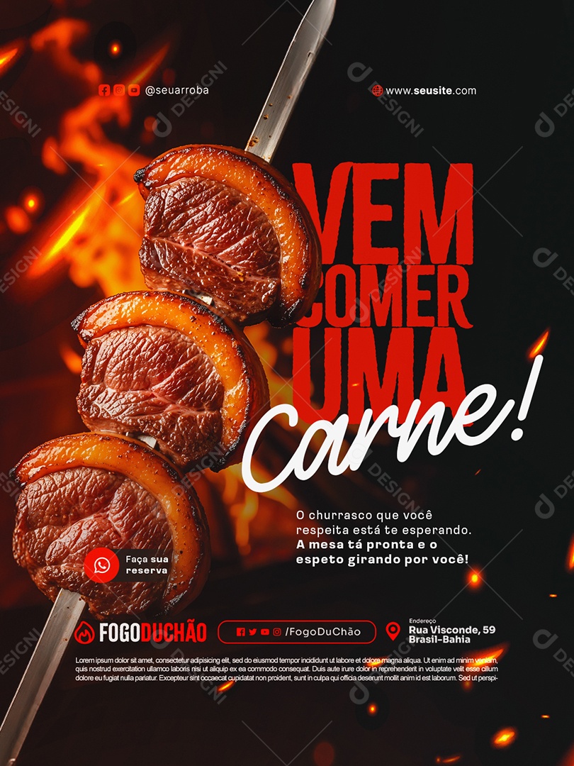 Churrascaria Rodízio Vem Comer Uma Carne Social Media PSD Editável