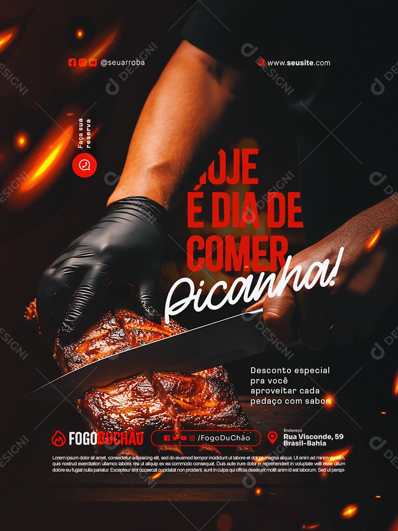Churrascaria Rodízio Hoje é Dia de Comer Picanha Social Media PSD Editável