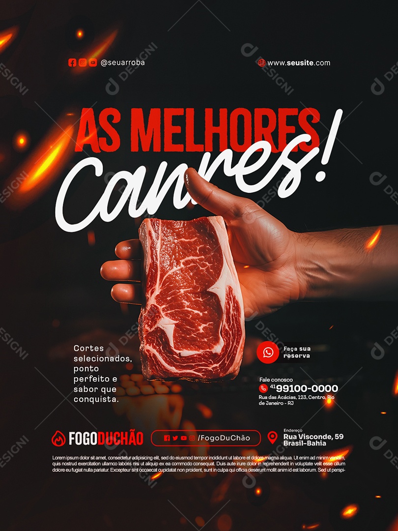 Churrascaria Rodízio As Melhores Carnes Social Media PSD Editável