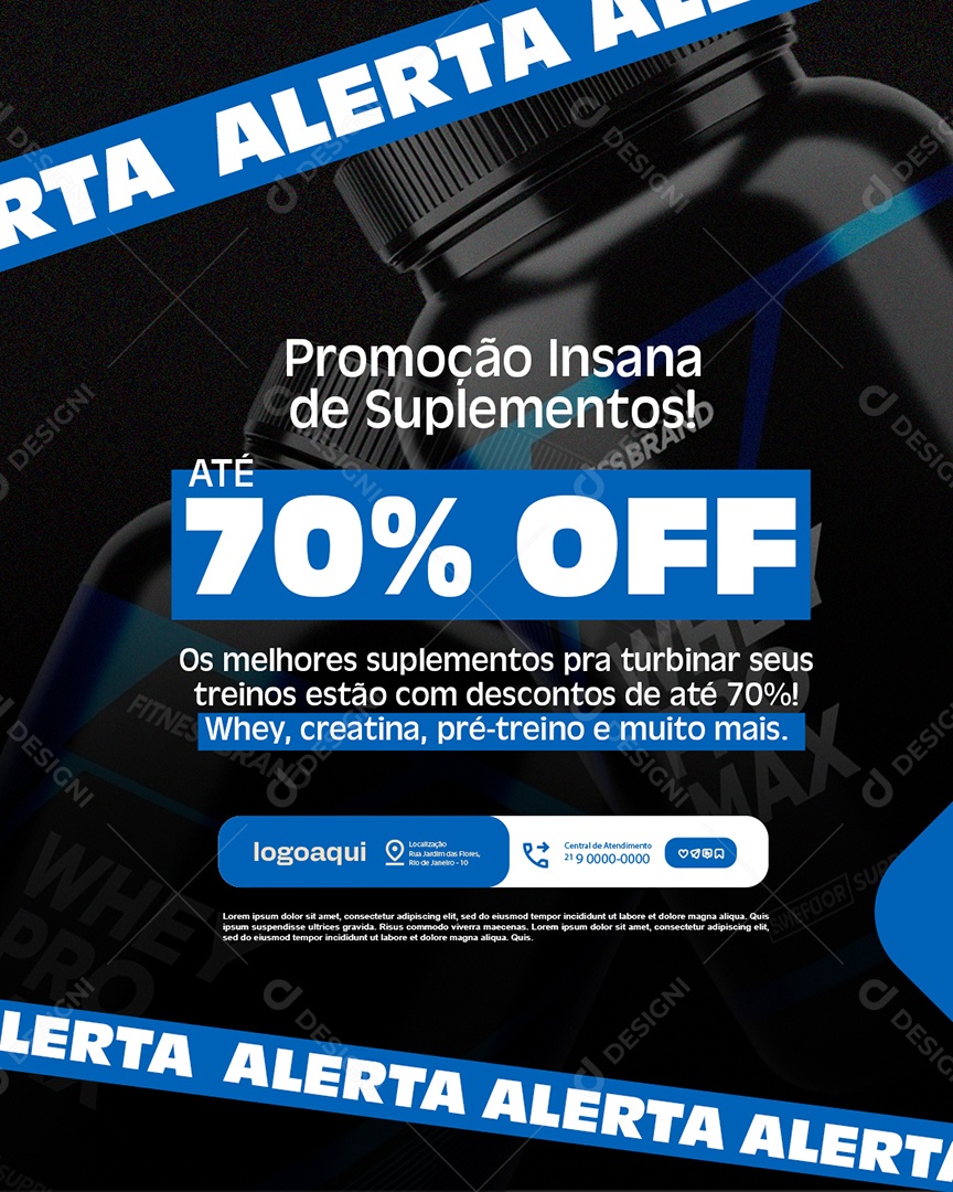Loja de Suplementos Promoção Insana de Suplementos Social Media PSD Editável