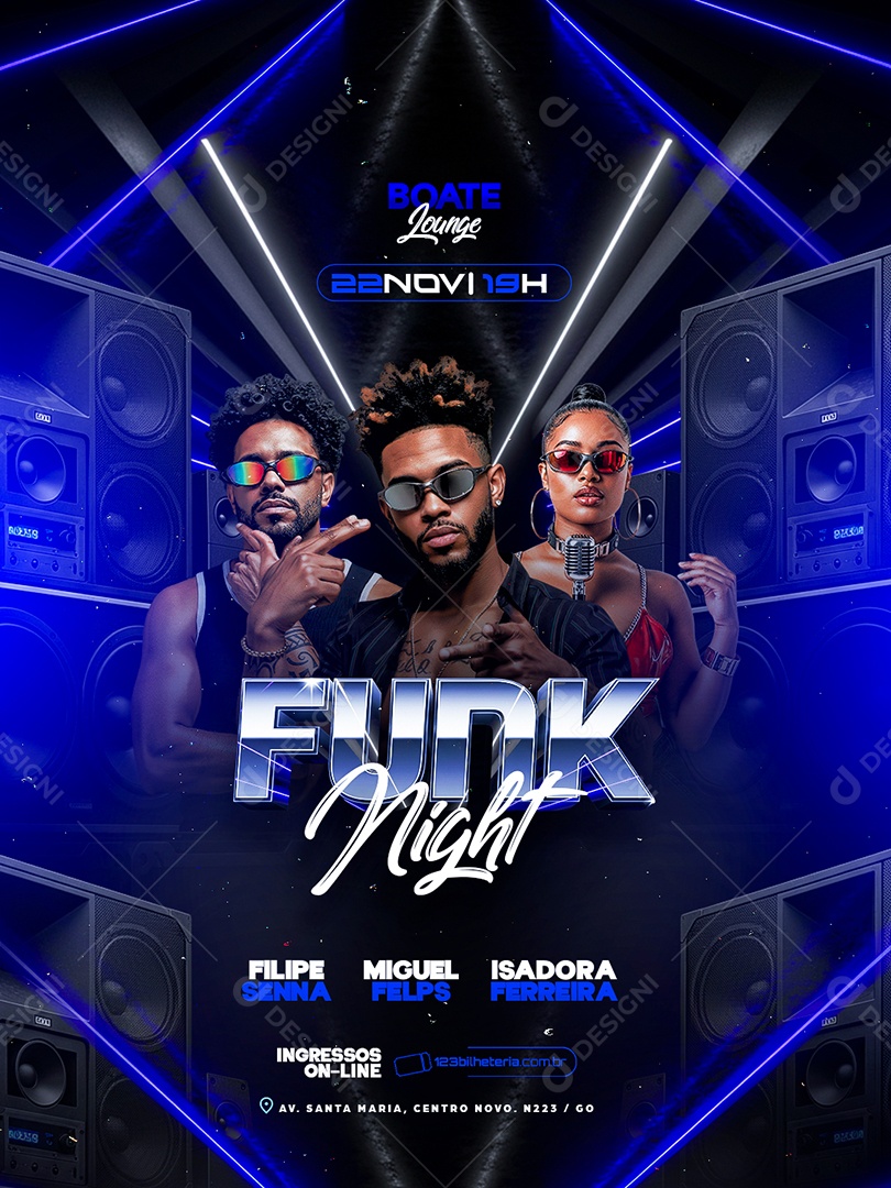 Flyer Próximos Shows Funk Night Social Media PSD Editável