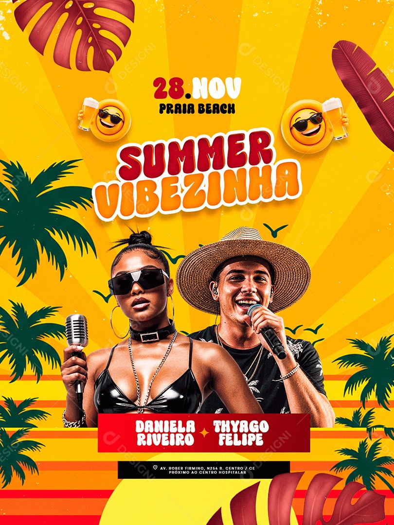 Flyer Próximos Shows Summer Vibezinha Social Media PSD Editável