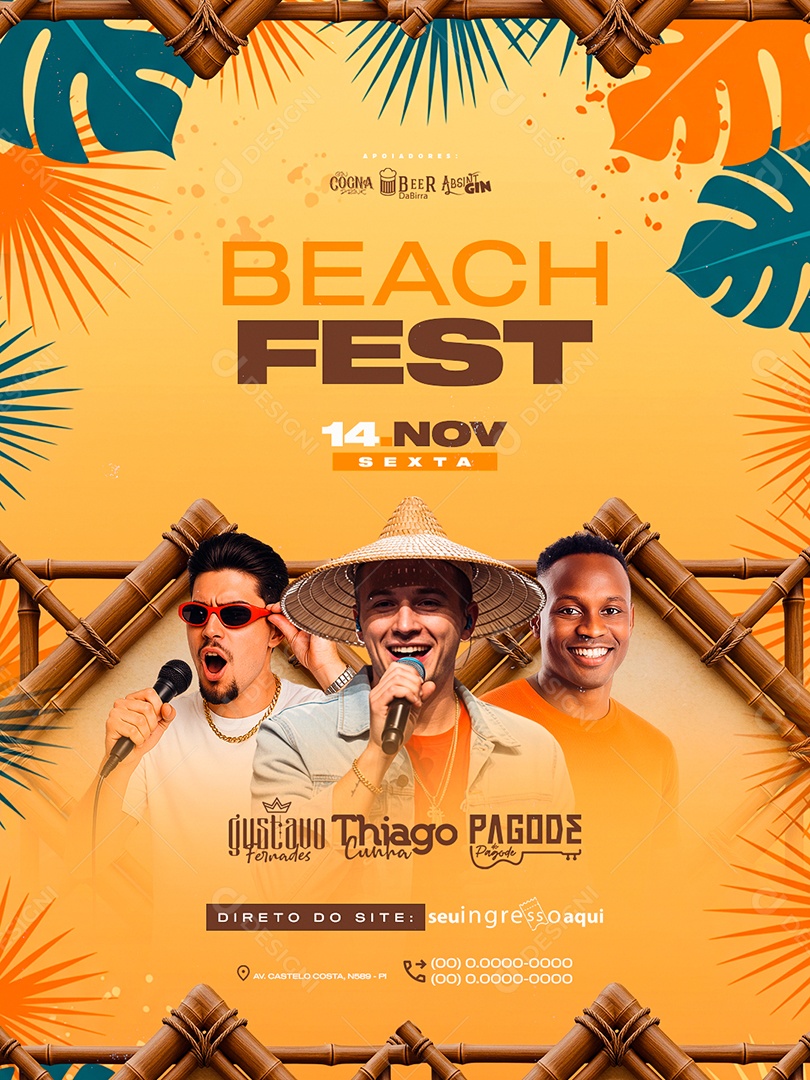 Flyer Próximos Shows Beach Fest Social Media PSD Editável