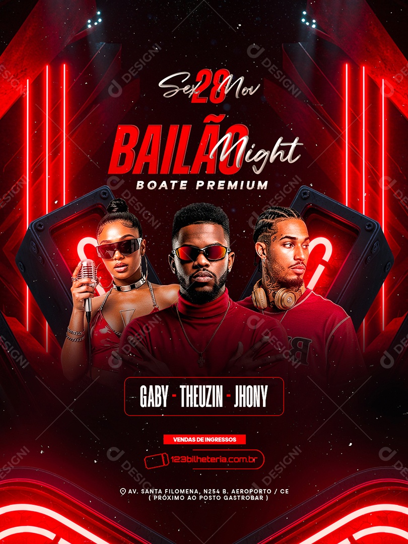 Flyer Próximos Shows Bailão Might Boate Premium Social Media PSD Editável