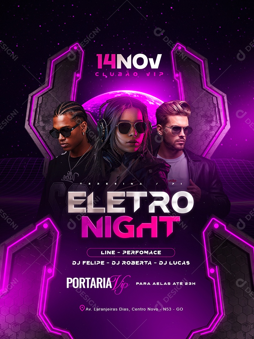 Flyer Próximos Shows Eletro Night Social Media PSD Editável