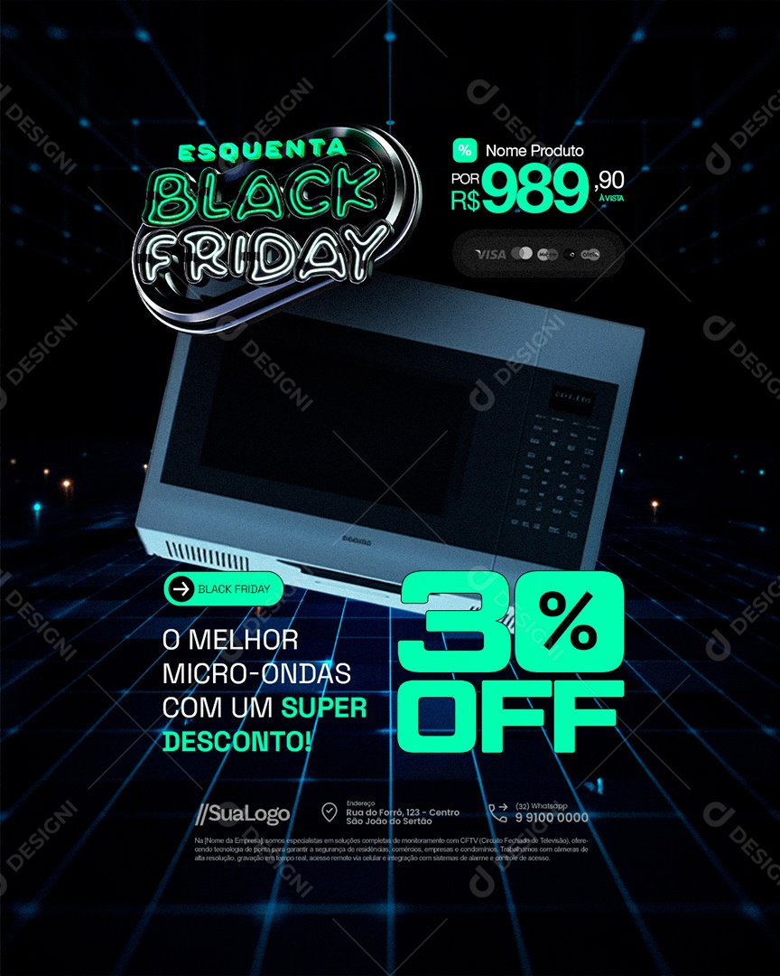 Esquenta Black Friday Loja de Eletrodomésticos O Melhor Micro-Ondas Social Media PSD Editável