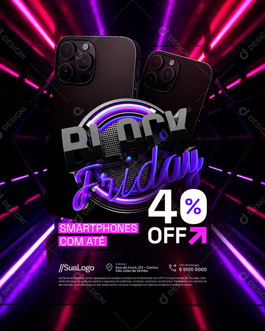 Black Friday Loja de Celulares Smartphones com Até 40% Off Social Media PSD Editável