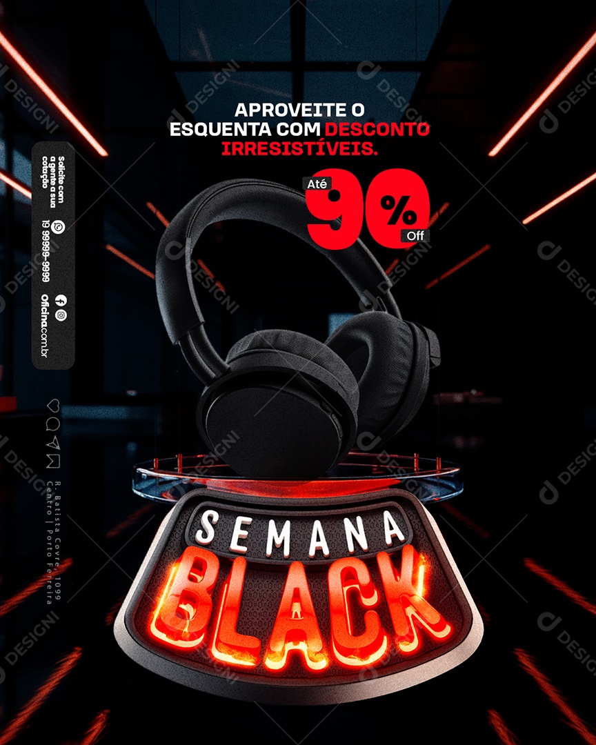 Black Friday Semana Black Fone Aproveite o Esquenta Social Media PSD Editável