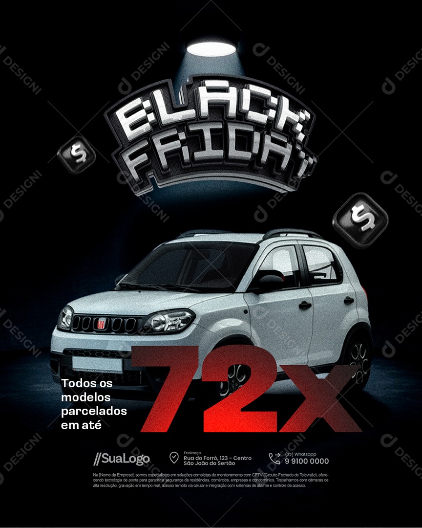 Black Friday Concessionária Todos os Modelos Parcelados Social Media PSD Editável