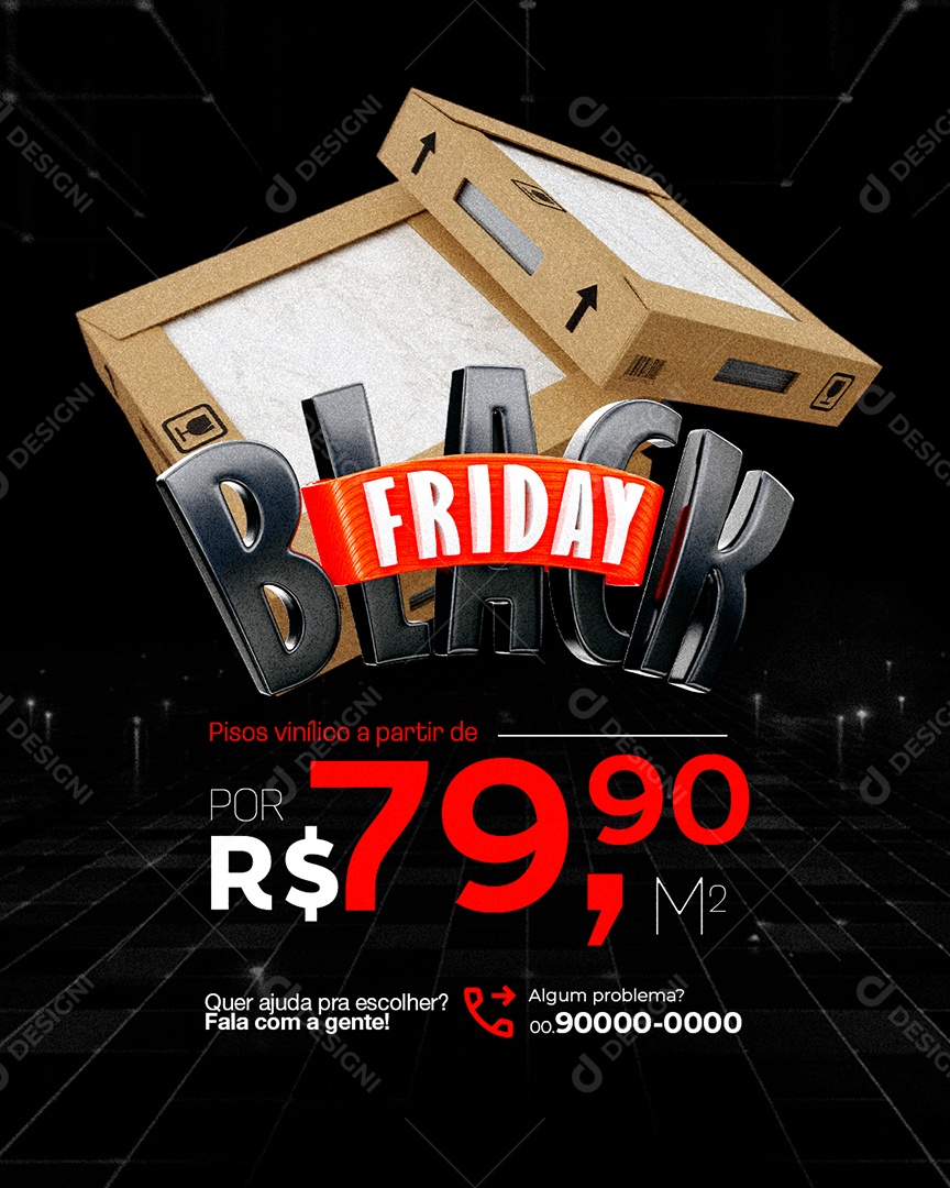 Black Friday Construção Pisos Vinílico Social Media PSD Editável
