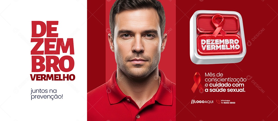 Banner Dezembro Vermelho Juntos na Prevenção Social Media PSD Editável