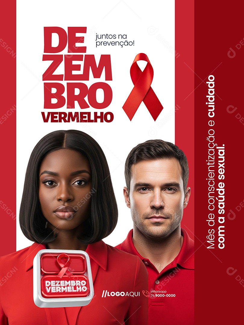 Dezembro Vermelho Encarte Juntos na Prevenção Social Media PSD Editável