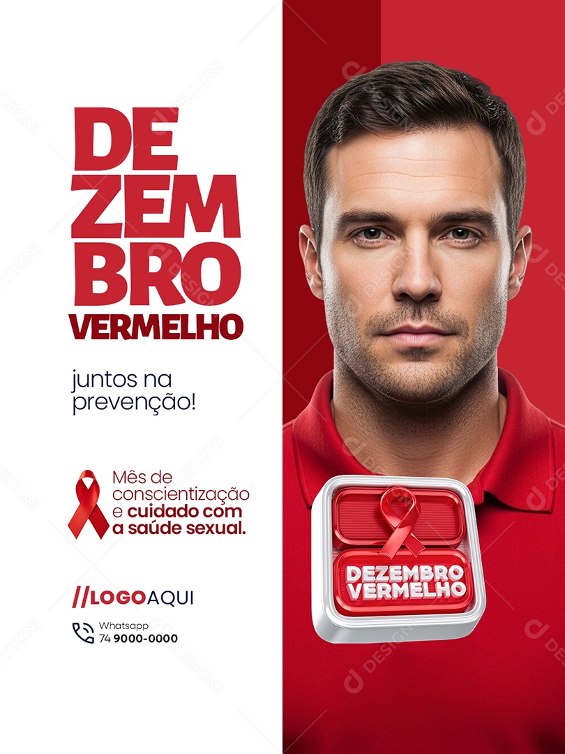 Dezembro Vermelho Juntos na Prevenção Social Media PSD Editável