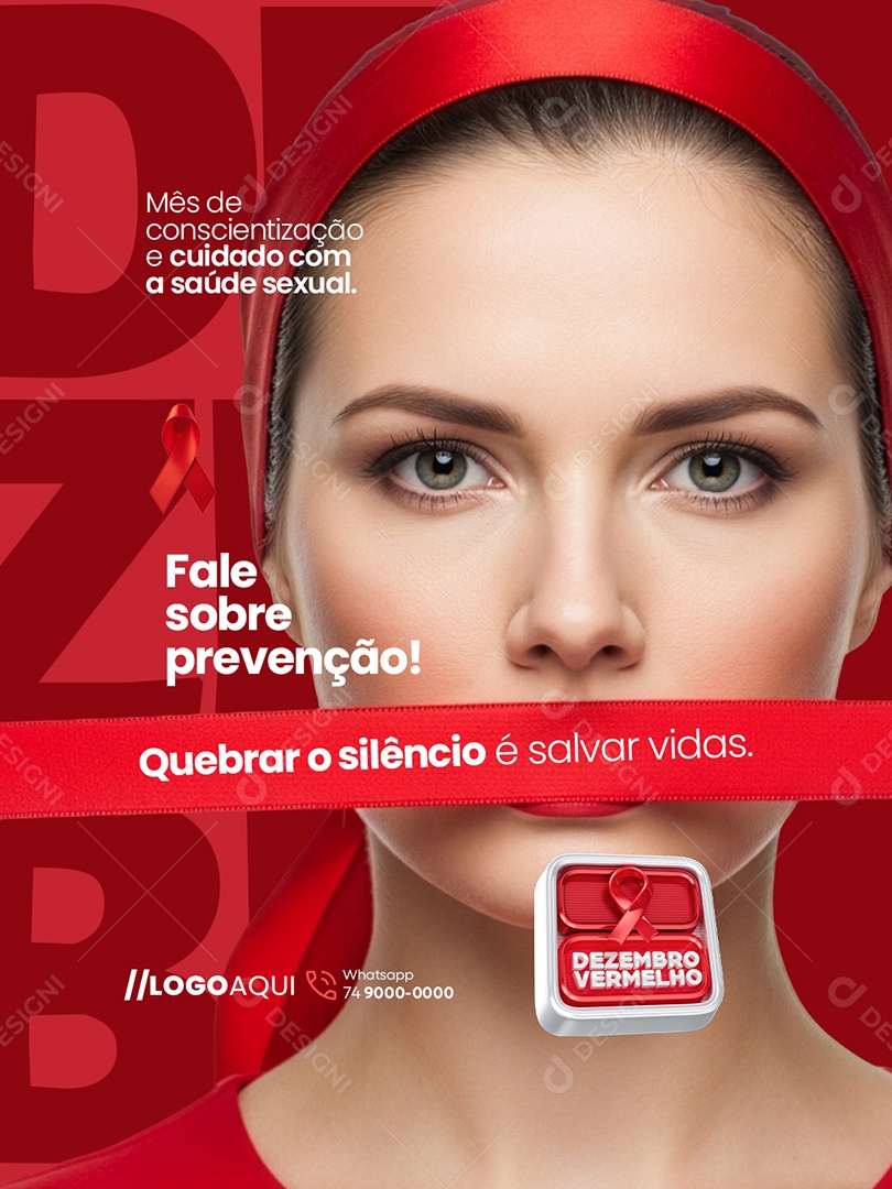 Dezembro Vermelho Fale Sobre Prevenção Social Media PSD Editável