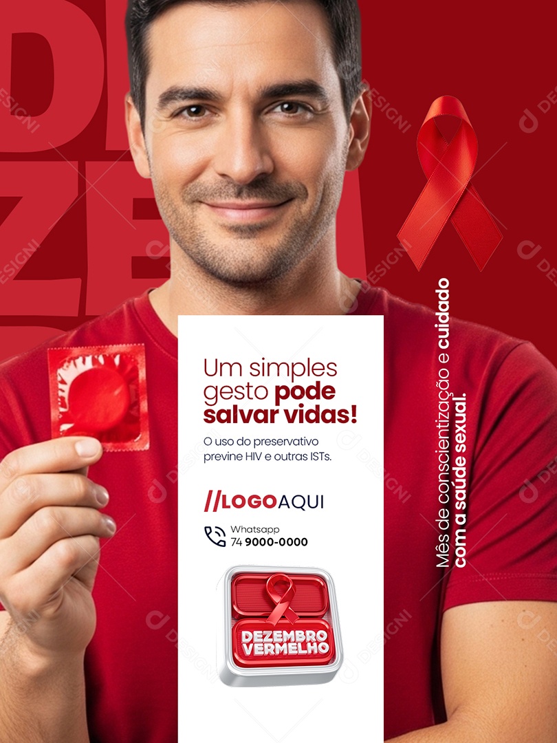 Dezembro Vermelho Um Simples Gesto Pode Salvar Vidas Social Media PSD Editável