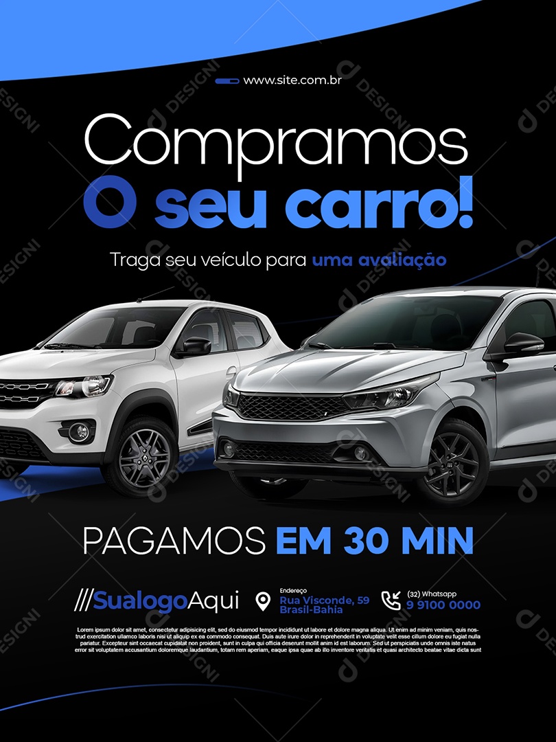 Concessionária Compramos o Seu Carro Social Media PSD Editável
