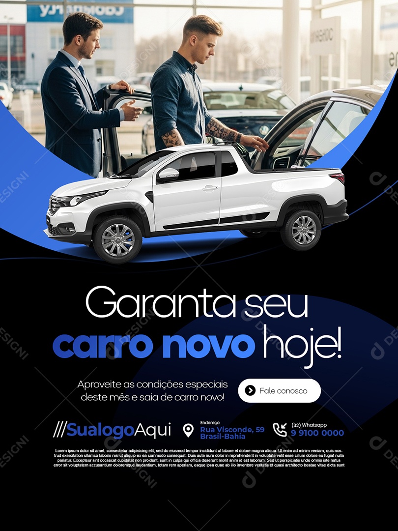 Concessionária Garanta Seu Carro Novo Hoje Social Media PSD Editável