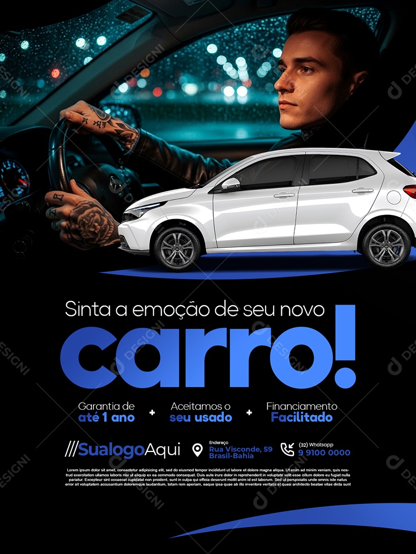 Concessionária Sinta a Emoção de Seu Novo Carro Social Media PSD Editável