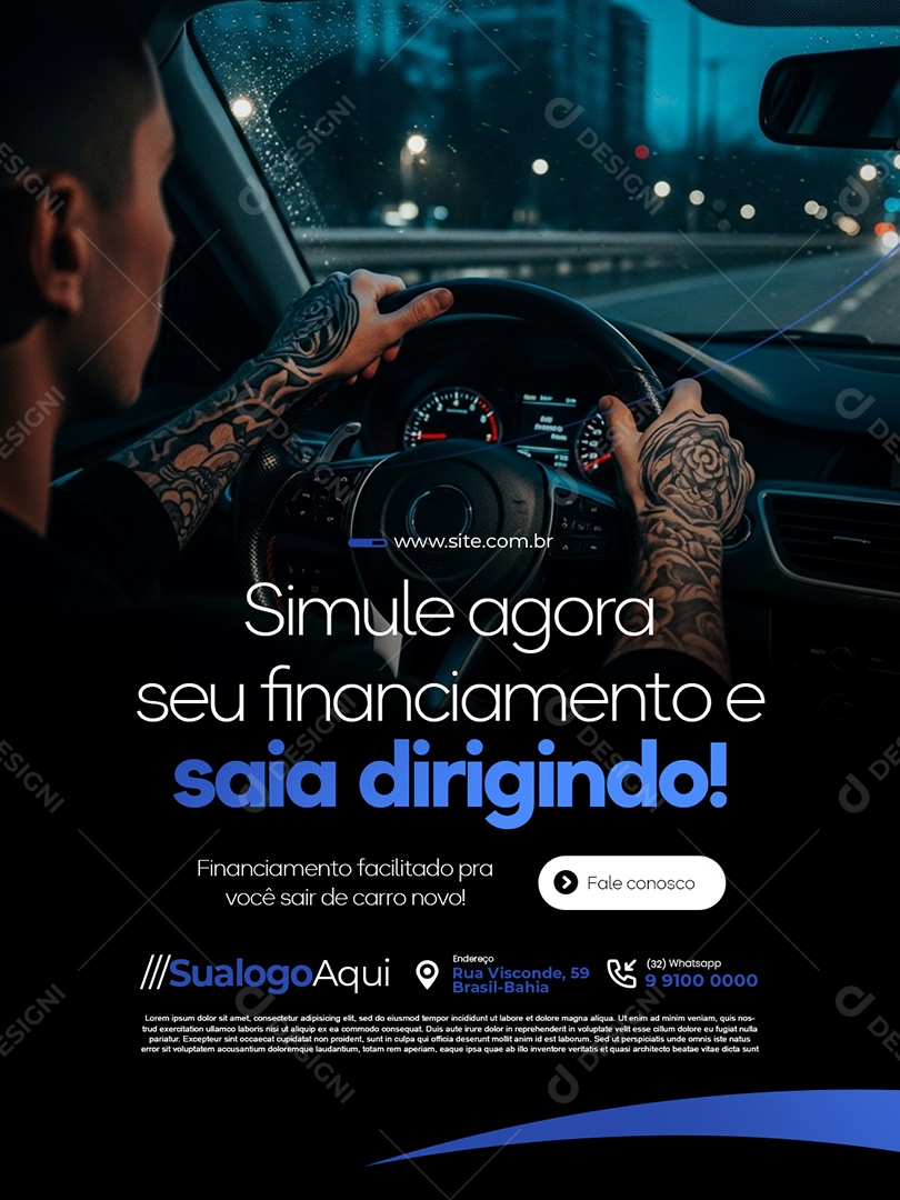 Concessionária Simule Agora Seu Financiamento e Saia Dirigindo Social Media PSD Editável