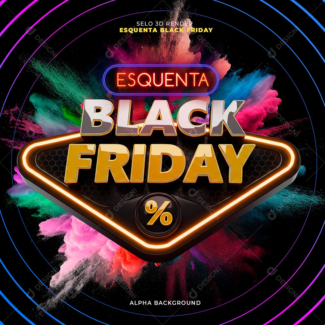 Selo 3d Esquenta Black Friday Para Composição PSD
