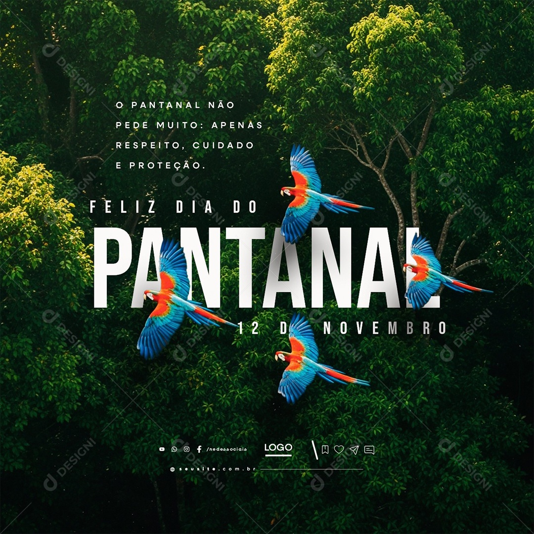 Feliz Dia do Pantanal 12 de Novembro Social Media PSD Editável