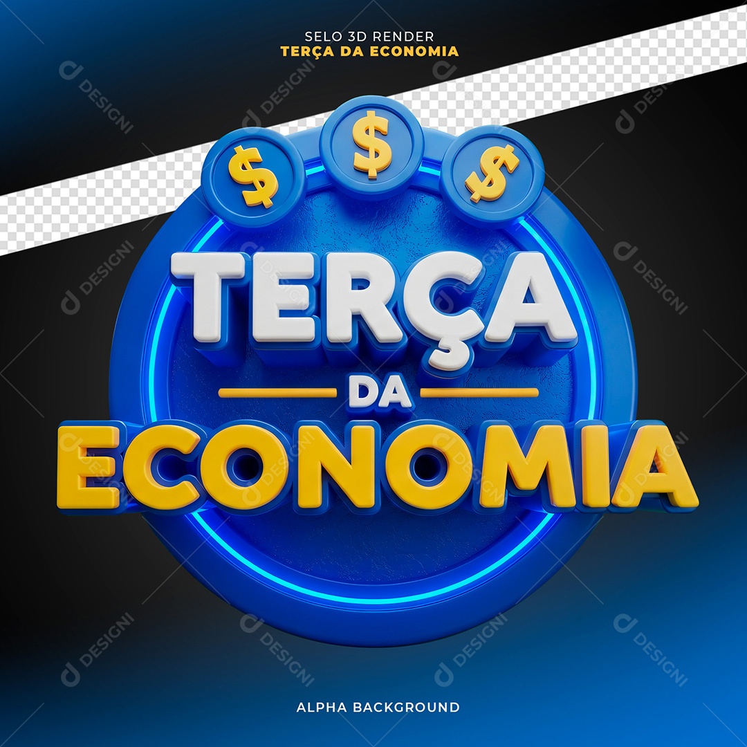 Selo 3D Terça da Economia Para Composição PSD