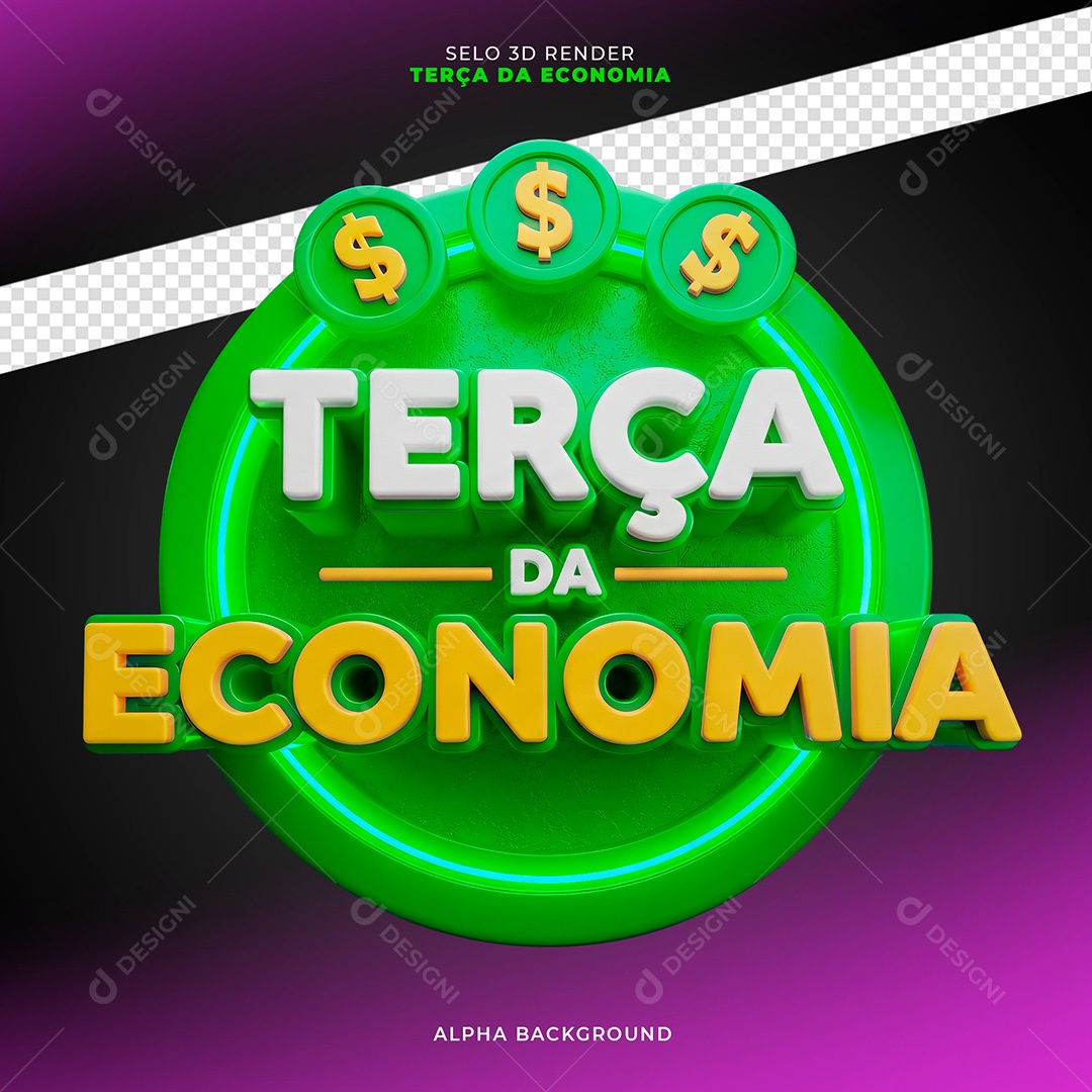 Selo 3D Terça da Economia Para Composição PSD