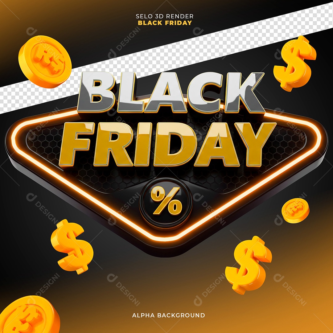 Selo 3D Black Friday Para Composição PSD