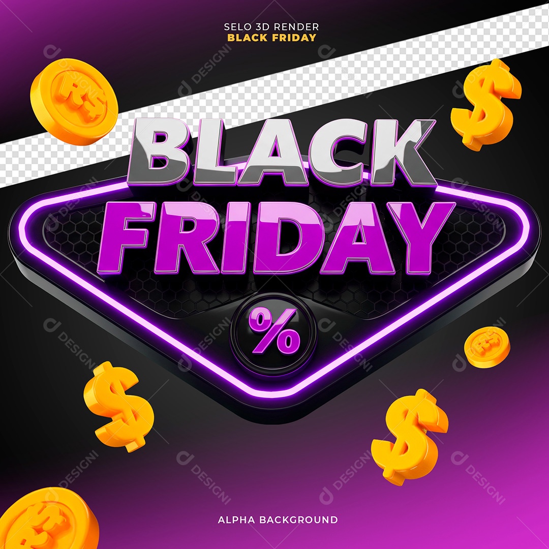 Selo 3D Black Friday Para Composição PSD