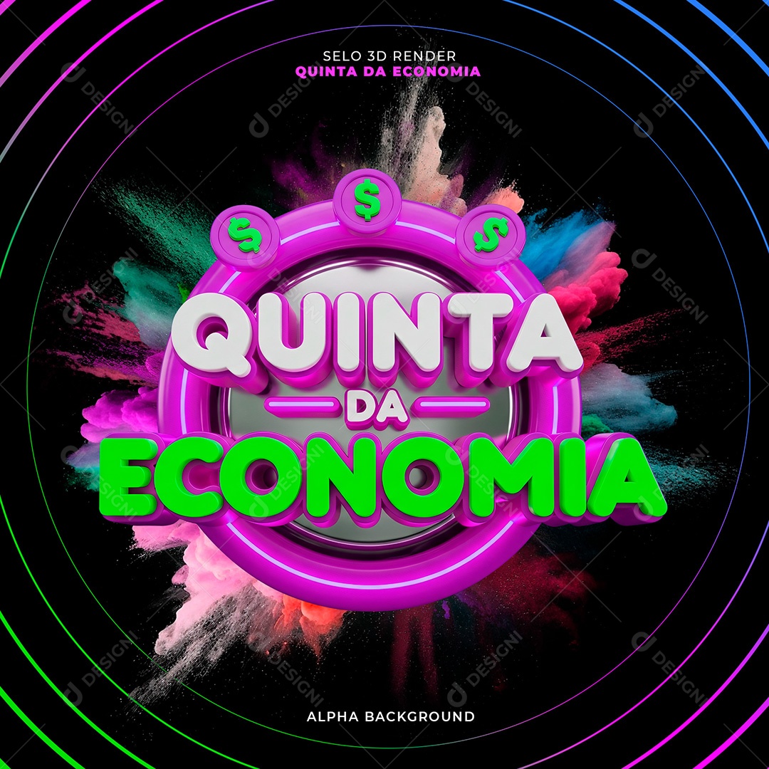 Selo 3D Quinta da Economia Para Composição PSD