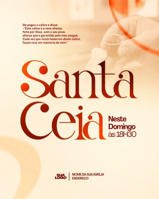 Santa Ceia Neste Domingo às 18H30 Arte Cristã PSD Editável