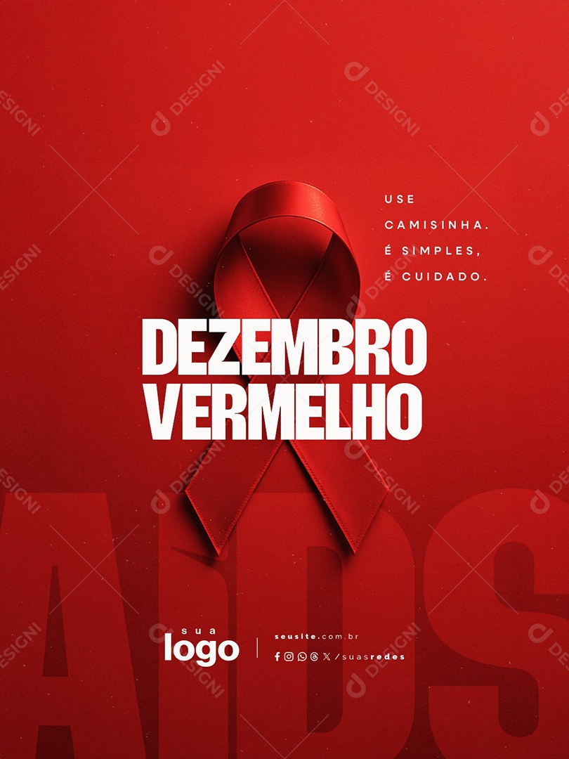 Dezembro Vermelho Use Camisinha é Simples é Cuidado Social Media PSD Editável