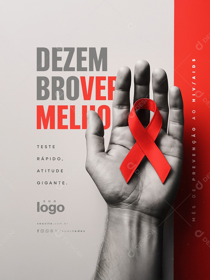 Dezembro Vermelho Teste Rápido Social Media PSD Editável