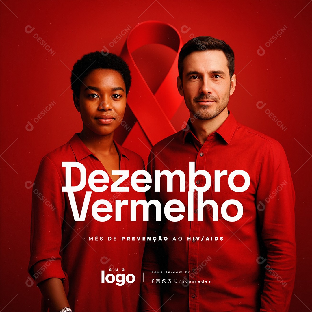 Dezembro Vermelho Mês de Prevenção Ao Hiv e Aids Social Media PSD Editável