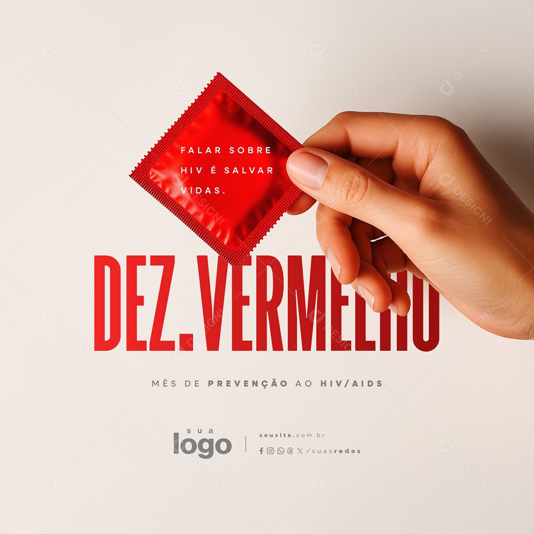Dezembro Vermelho Falar Sobre Hiv é Salvar Vidas Social Media PSD Editável