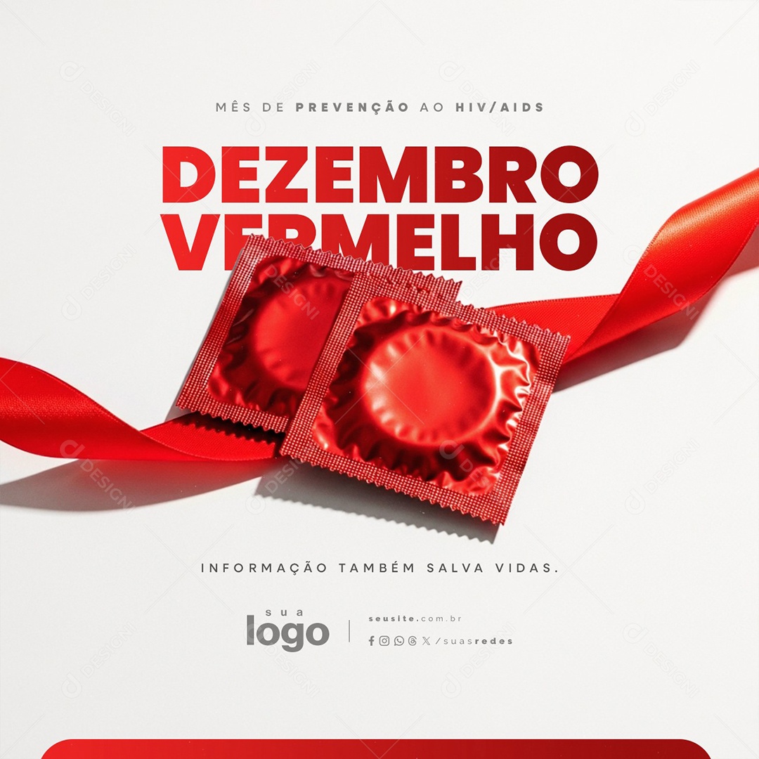 Dezembro Vermelho Informação Também Salva Vidas Social Media PSD Editável