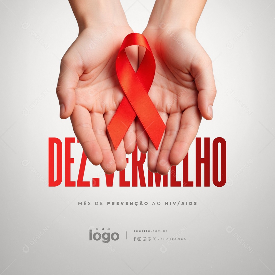 Dezembro Vermelho Mês de Prevenção Ao Hiv e Aids Social Media PSD Editável