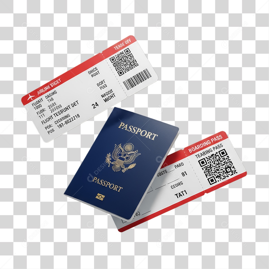 Passagens e Passaporte para Viagens PNG Transparente