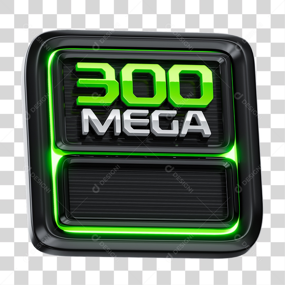 Selo 3D Mega 300 Internet PNG Transparente