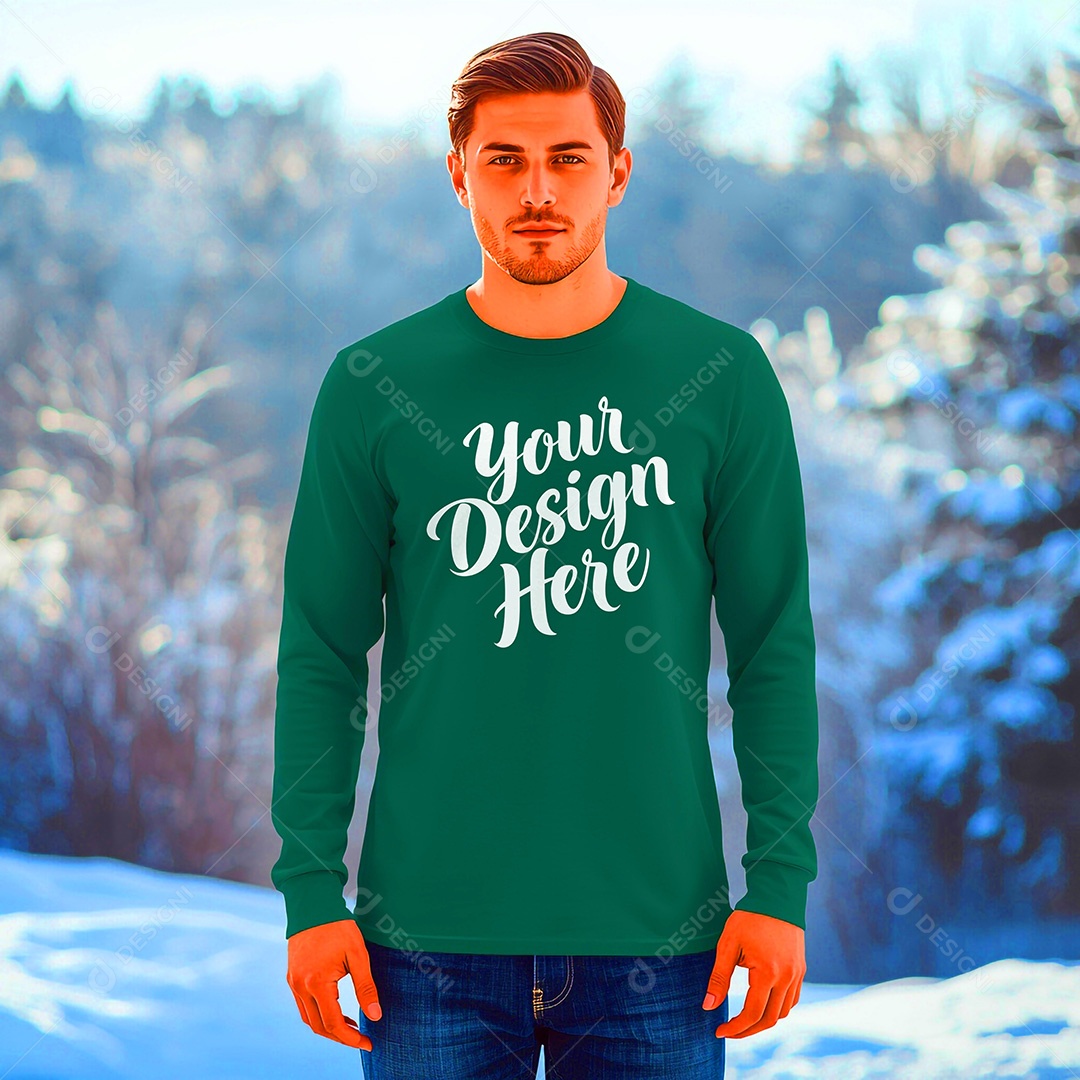 Mockup de Camisa Seu Projeto Aqui PSD Editável