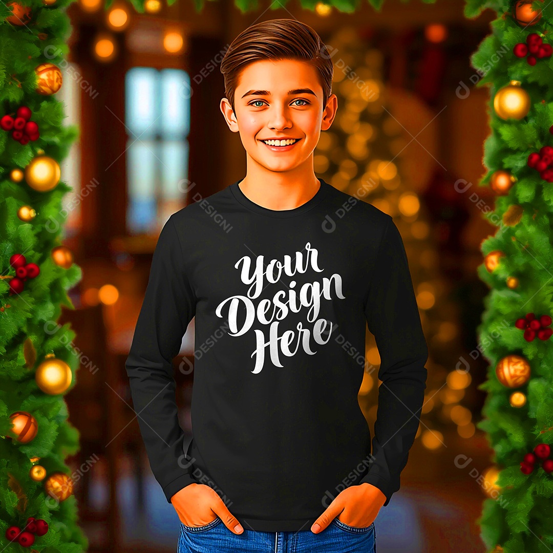 Mockup de Camisa Seu Projeto Aqui PSD Editável