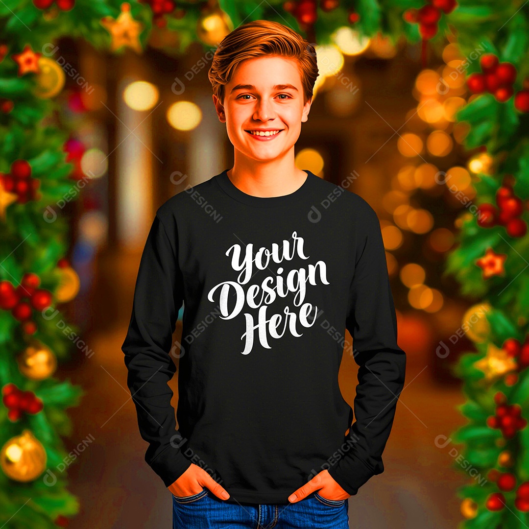 Mockup de Camisa Seu Projeto Aqui PSD Editável